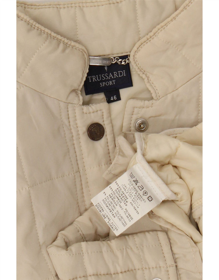 Chaqueta Acolchada Mujer Trussardi IT 46 Large Poliéster Blanco Roto