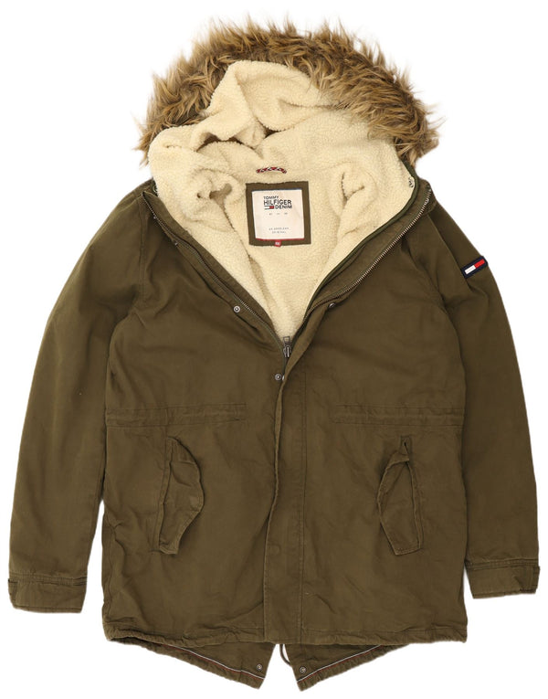 Tommy Hilfiger Chaqueta Parka con Capucha para Hombre UK 44 2XL Caqui Poliéster