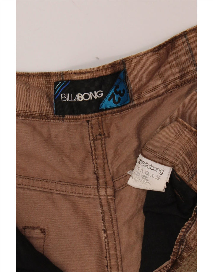 BILLABONG Pantalones cortos casuales gráficos para hombre W32 Algodón a cuadros beige medio