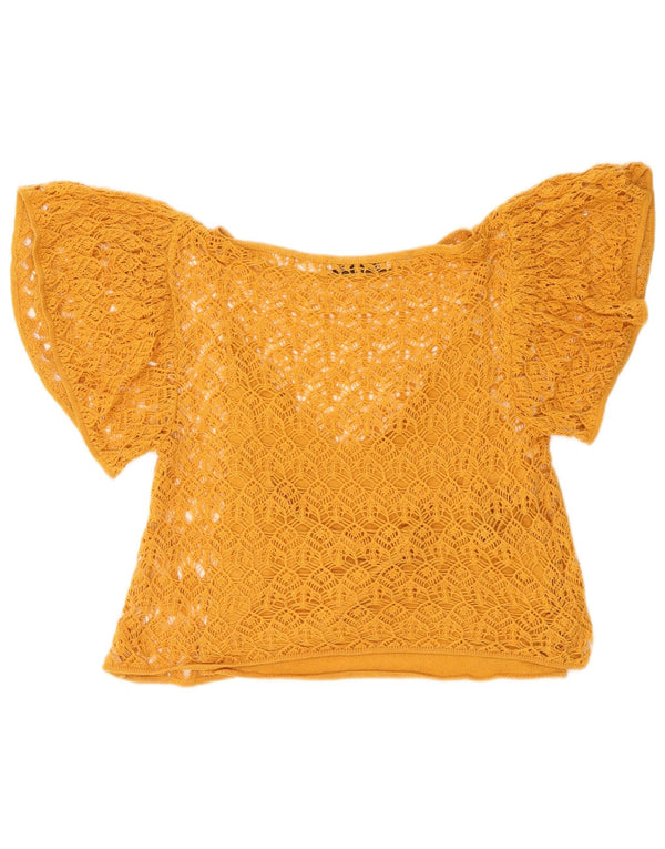 Zara Mujer Crop Crochet See Through Top Reino Unido 10 Pequeño Amarillo