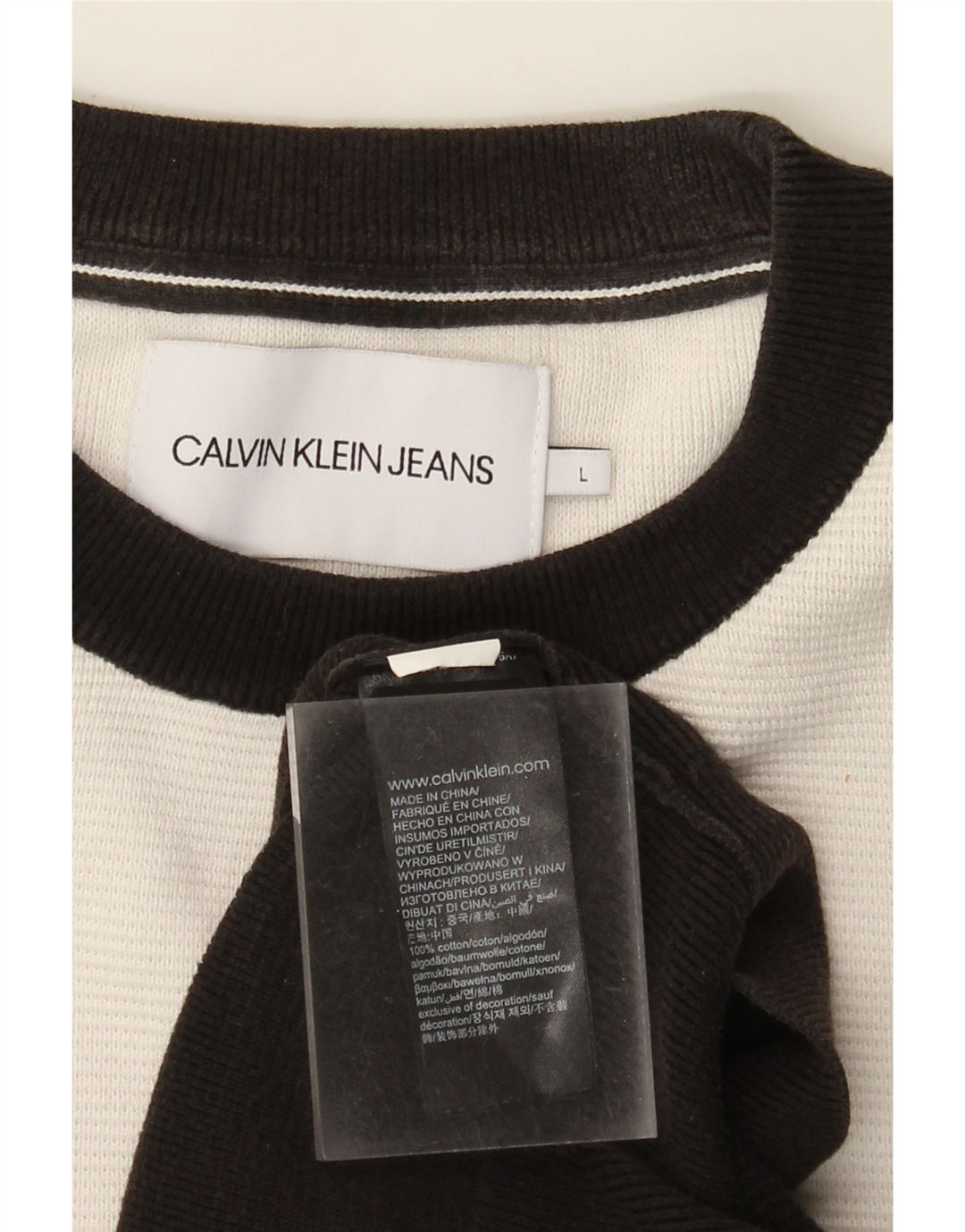 Calvin Klein Jeans Hombre Sudadera Gráfica Jumper Large Negro Colorblock