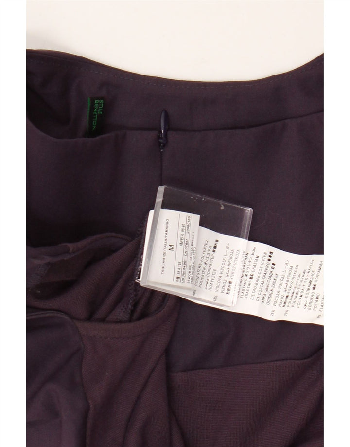 Benetton Vestido Vaina Mujer ES 42 Medio Púrpura Poliéster Color Block