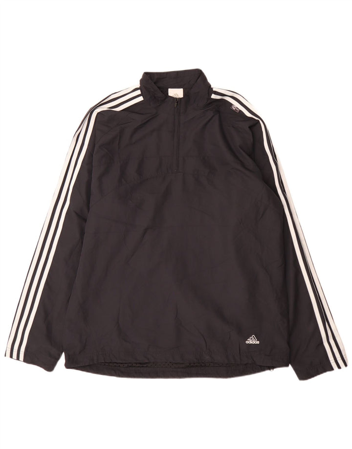 Adidas Hombre Zip Neck Jersey Chándal Top Grande Azul Marino Deportes
