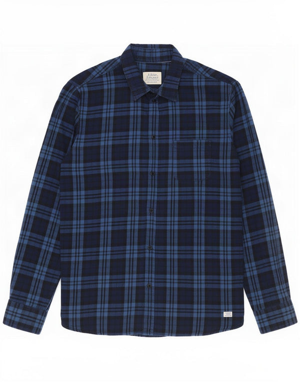 Jack & Jones Hombre Camisa De Franela Grande Azul Marino Cuadros De Algodón