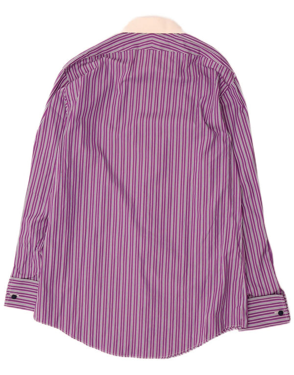 Brooks Brothers Camisa ajustada para hombre, talla 15, algodón a rayas, color morado mediano