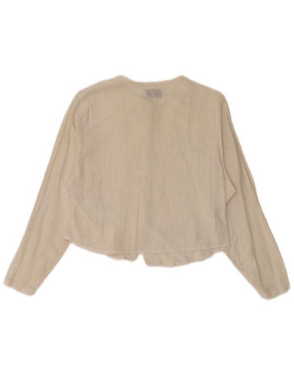 Benetton Blusa Corta Mujer UK 44 Mediano Blanco Roto