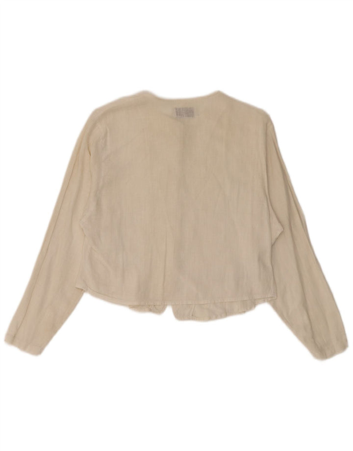 Benetton Blusa Corta Mujer UK 44 Mediano Blanco Roto