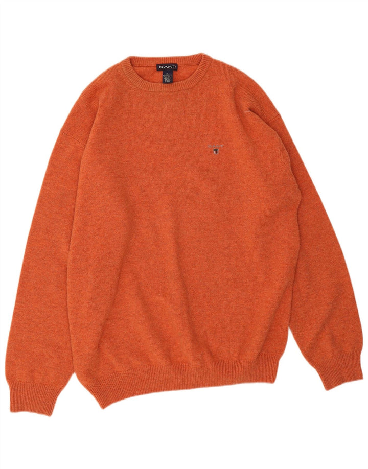 Gant Jersey De Cuello Redondo Para Hombre XL Naranja Lana De Cordero