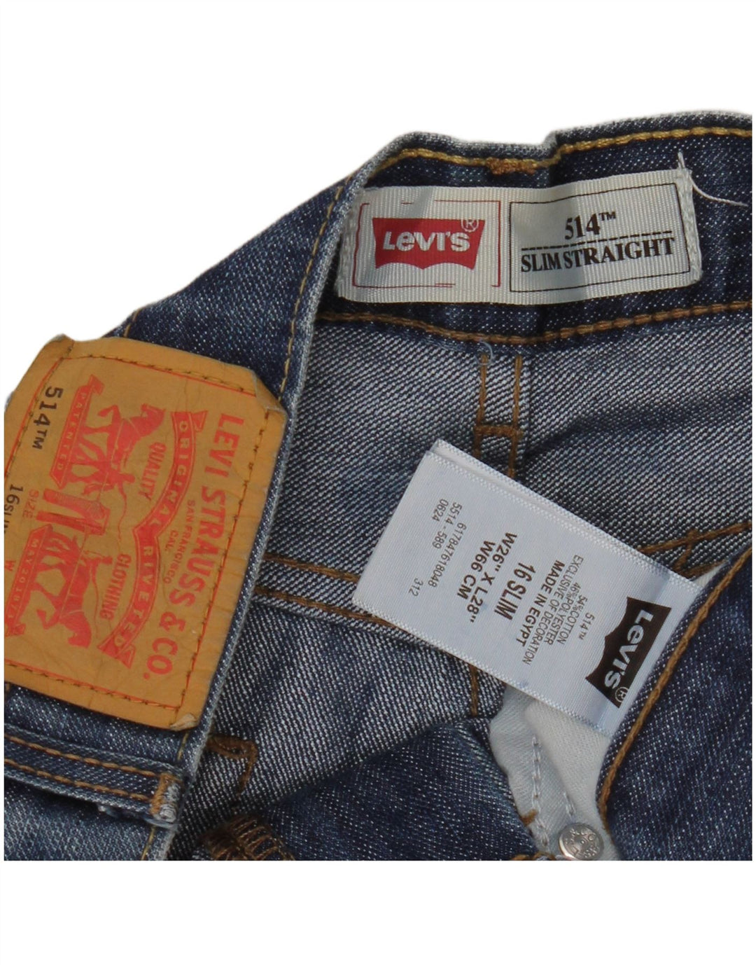LEVI'S Jeans 514 Rectos Slim para Niñas 15-16 Años W26 L28 Azul Algodón