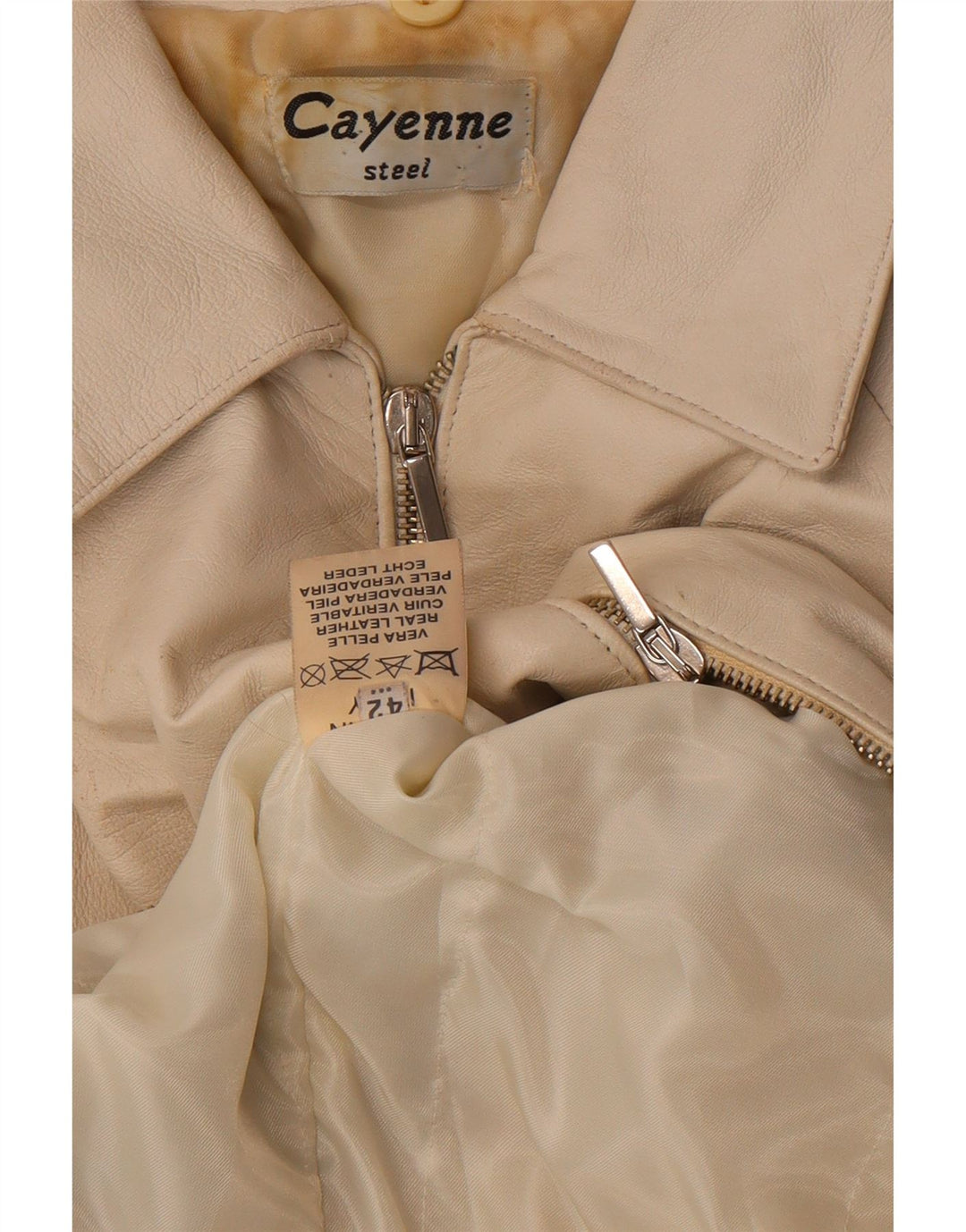 Chaqueta de cuero corta para mujer Cayenne IT 42 Cuero blanco mediano