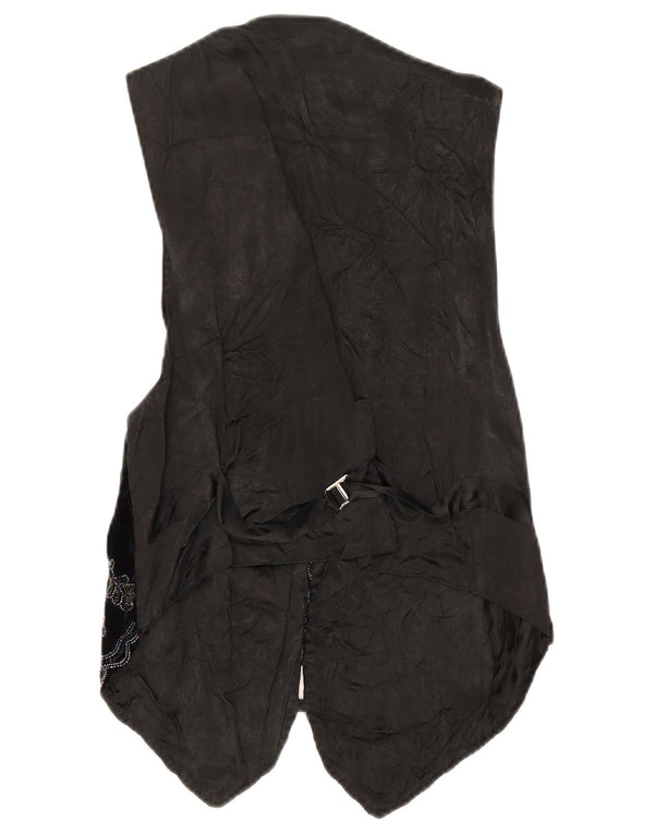 Vintage mujer chaleco Reino Unido 10 pequeño negro floral