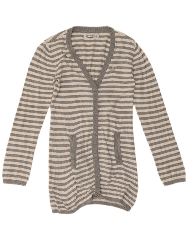 Adidas Suéter tipo cárdigan largo para mujer IT 34 2XS Algodón a rayas gris