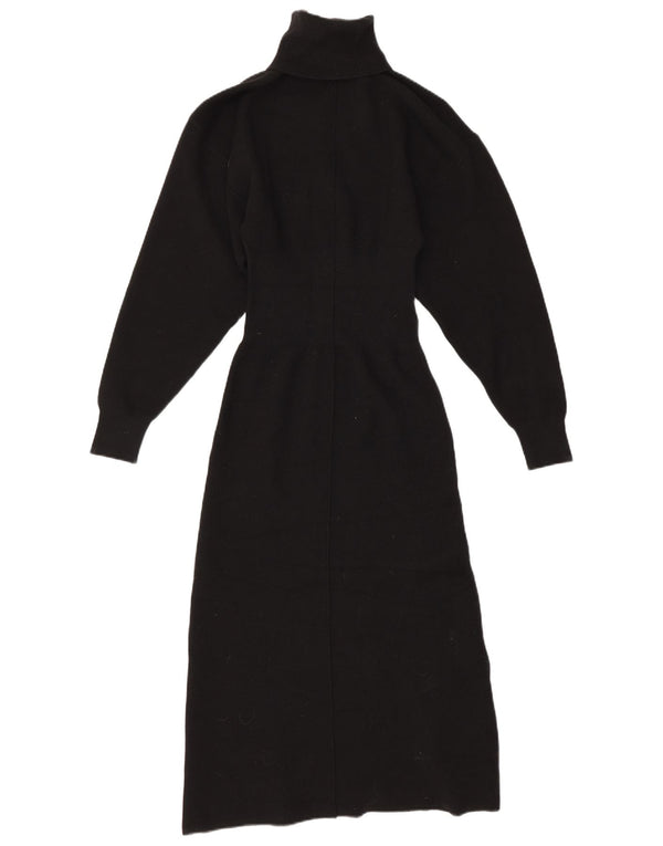 Zara Mujer Vestido Jersey De Manga Larga UK 8 Small Viscosa Negra