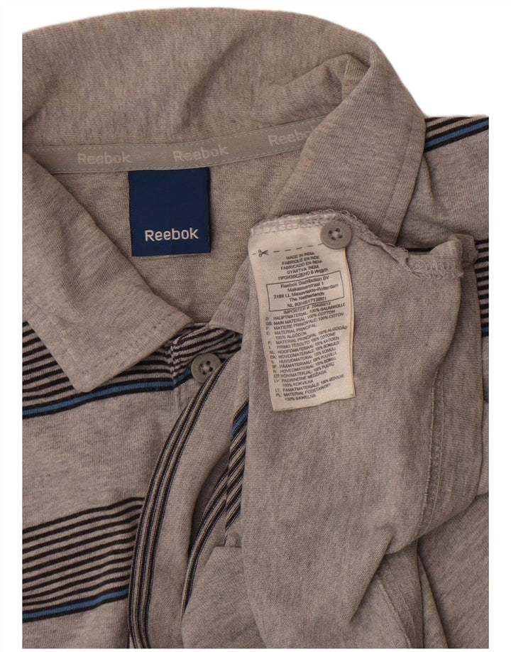 Polo Reebok Hombre De Algodón A Rayas Gris Medio