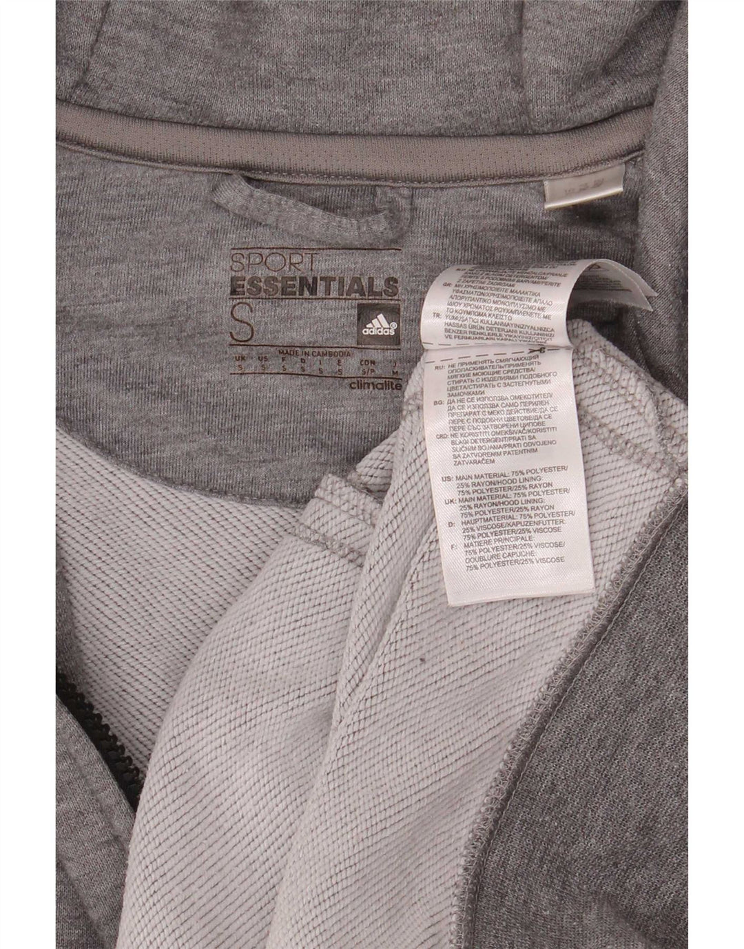 Adidas Mens Climalite Zip Sudadera con capucha suéter pequeño gris moteado poliéster