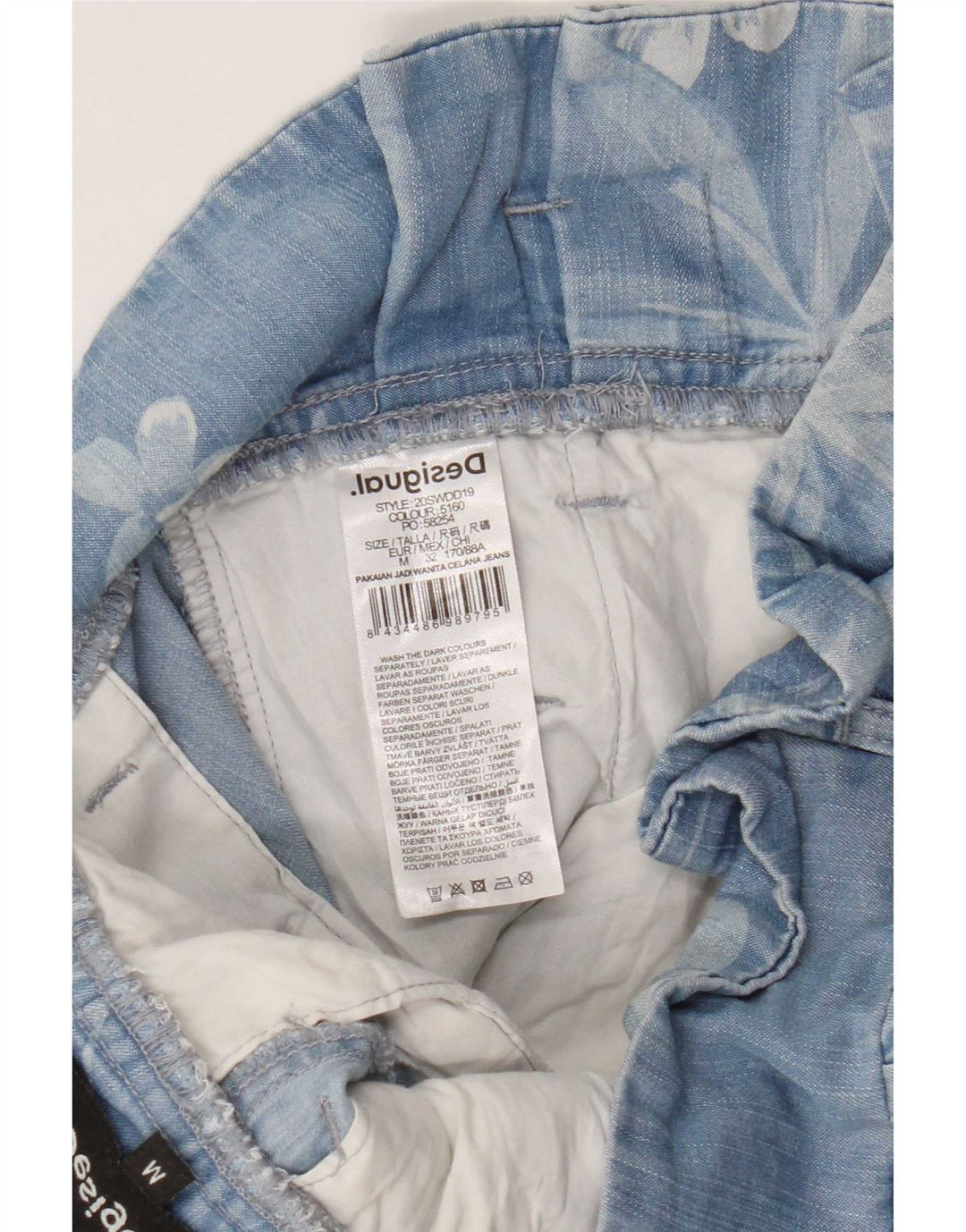 Desigual Mujer Cargo Harem Pantalones Medianos W32 L28 Azul Floral Lyocell
