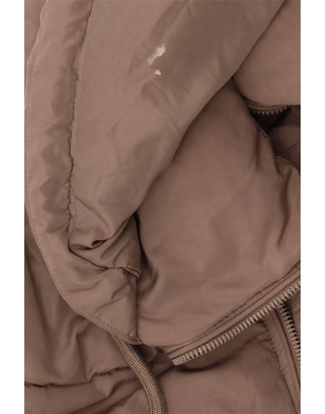 Zara Mujer Chaqueta Acolchada Extragrande Con Capucha UK 44 Poliéster Marrón Medio