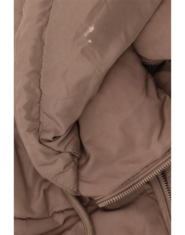 Zara Mujer Chaqueta Acolchada Extragrande Con Capucha UK 44 Poliéster Marrón Medio
