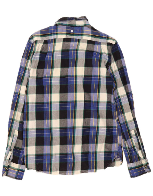 SUPERDRY Camisa de franela para hombre XL Algodón a cuadros azul marino