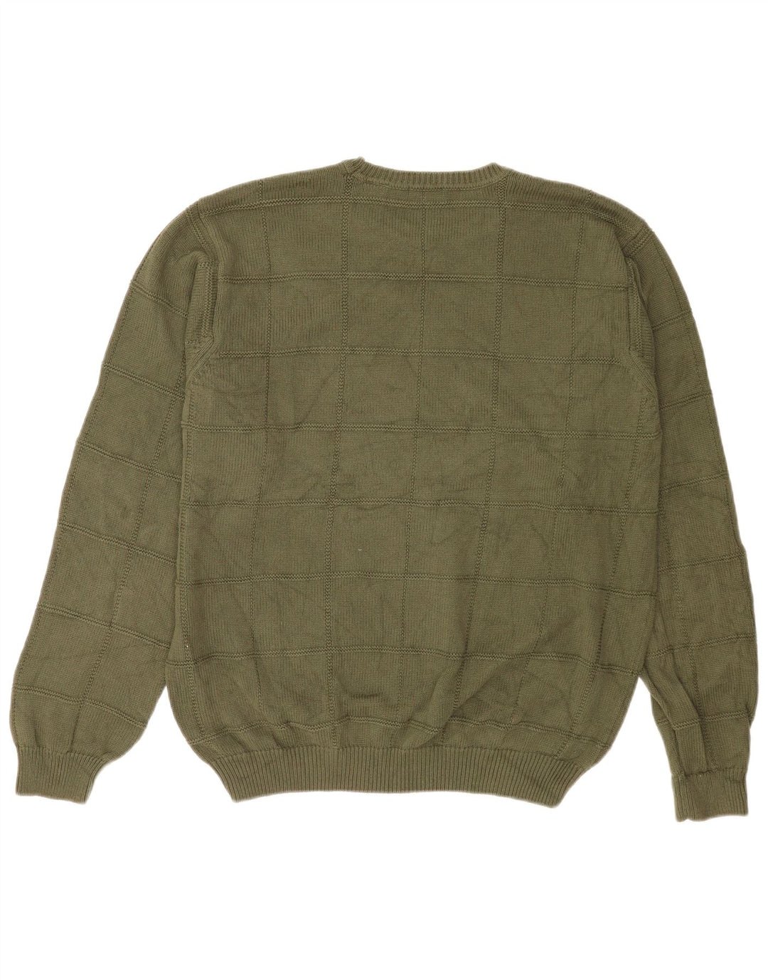 Izod Jersey De Cuello Redondo Para Hombre Jersey Grande De Algodón A Cuadros Caqui