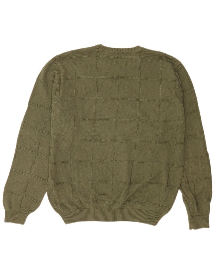 Izod Jersey De Cuello Redondo Para Hombre Jersey Grande De Algodón A Cuadros Caqui