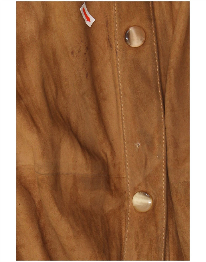 VINTAGE Womens Suede Jacket UK 14 Medium Brown Leather
