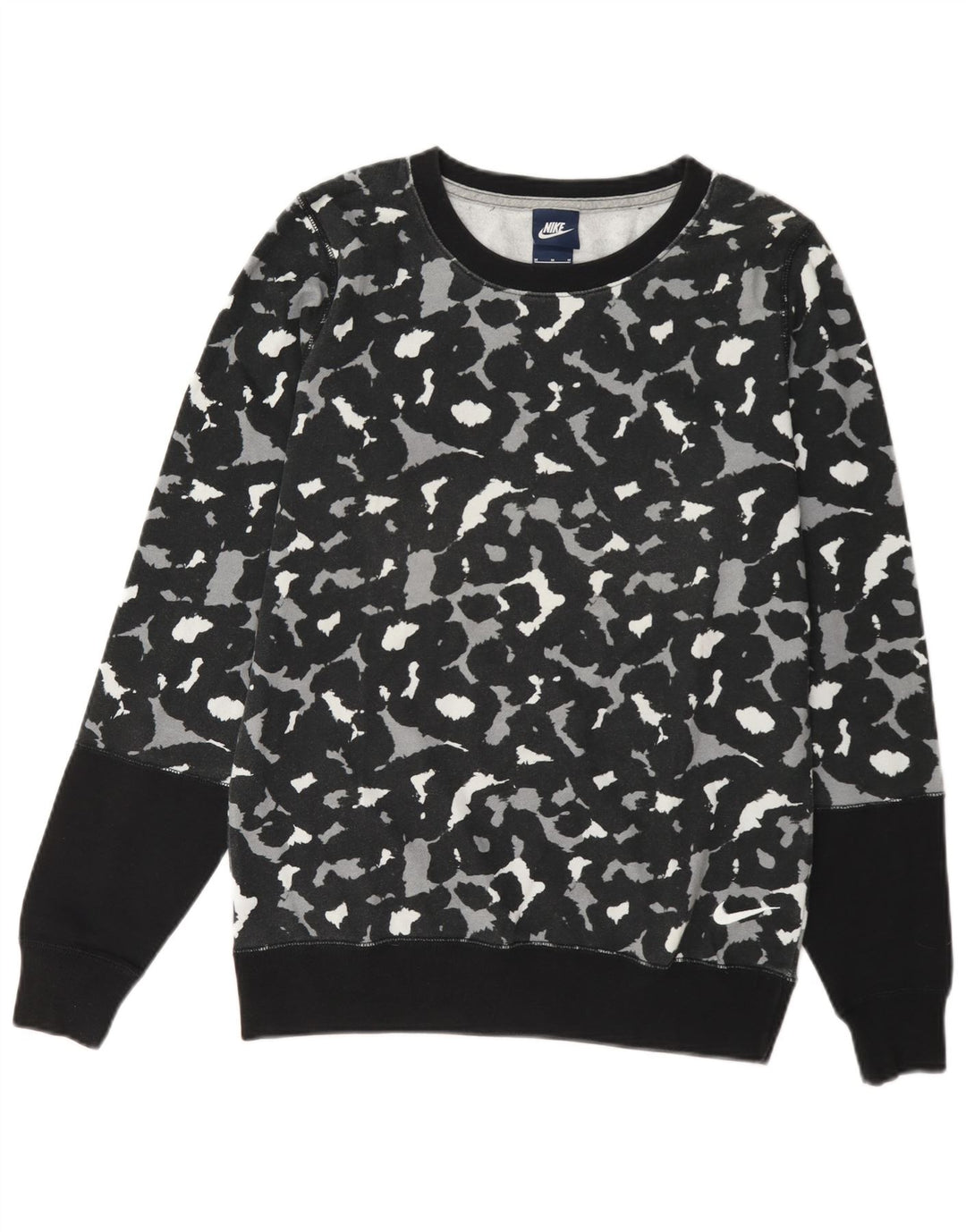 Nike - Sudadera para mujer, talla 40, talla mediana, color negro, estampado animal
