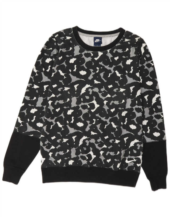 Nike - Sudadera para mujer, talla 40, talla mediana, color negro, estampado animal