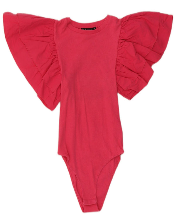Zara Mujer Batwing Body UK 8 Small Rosa Algodón