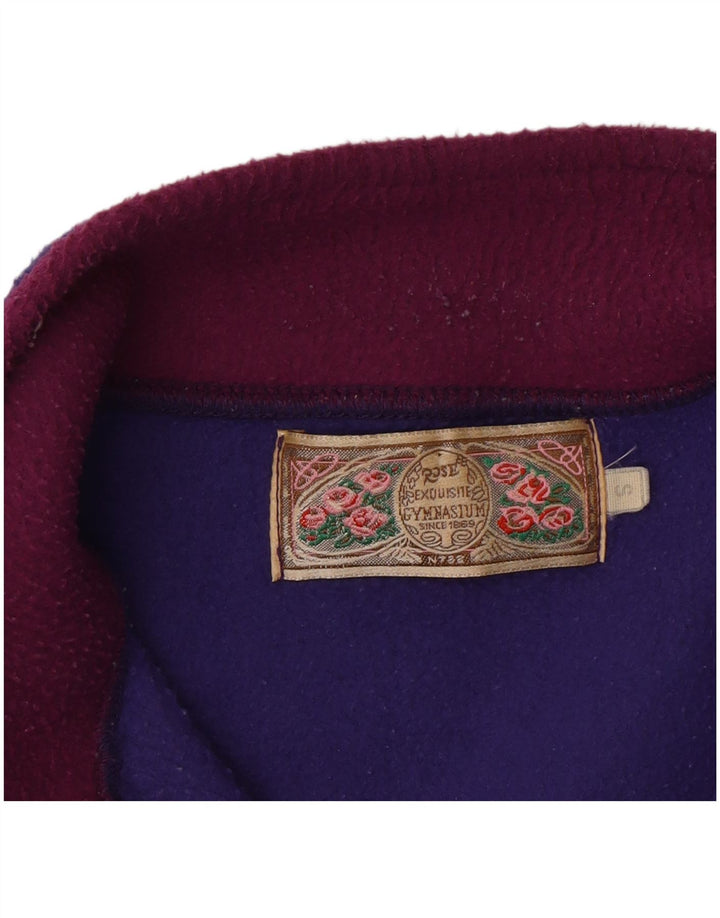 Vintage hombres botón cuello polar jersey pequeño multicolor bloque de color