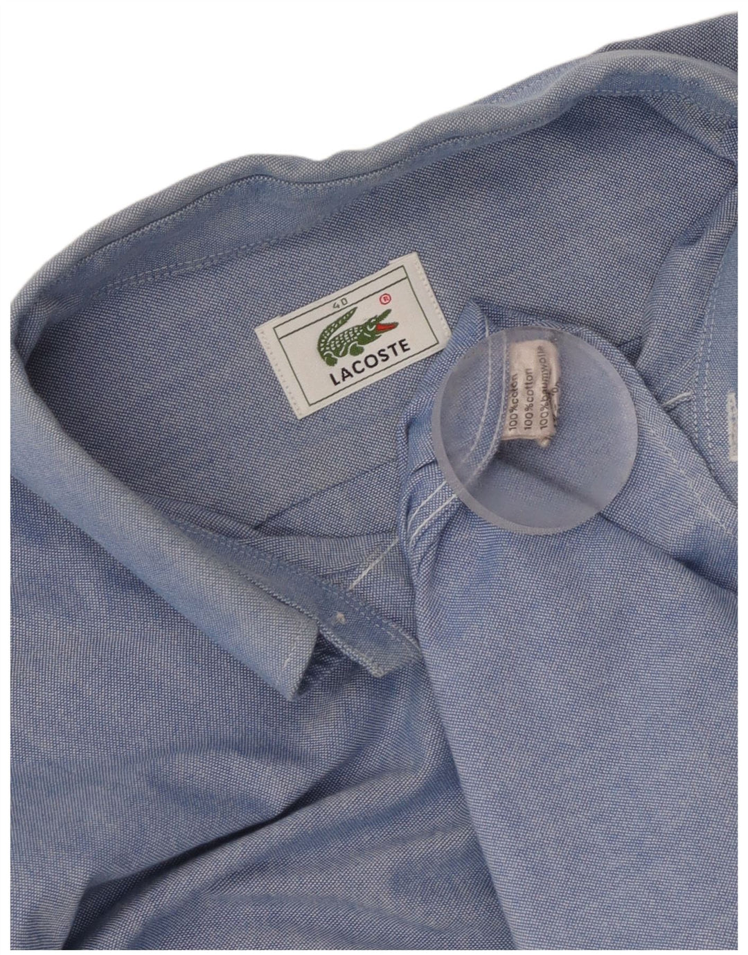 Camisa Lacoste Hombre Talla 40 Algodón Azul Medio