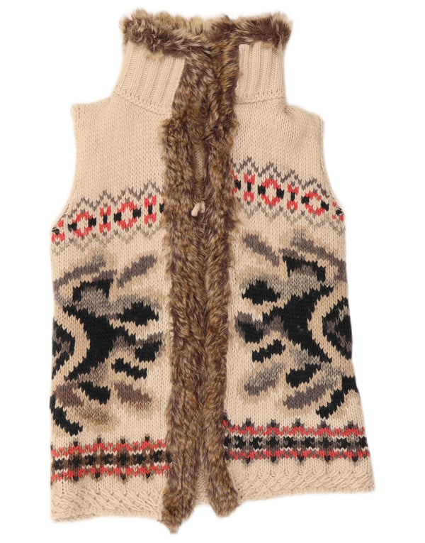 Benetton Cárdigan Sin Mangas para Niñas 11-12 Años 2XL Beige Fair Isle