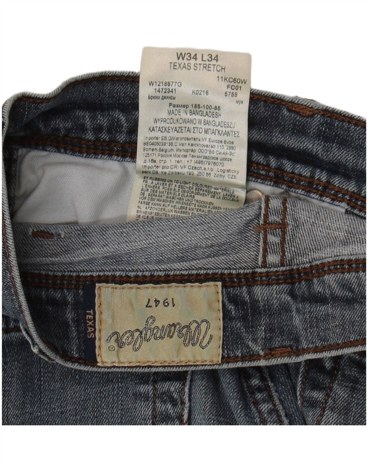 WRANGLER Vaqueros rectos elásticos Texas para hombre W34 L34 Algodón azul