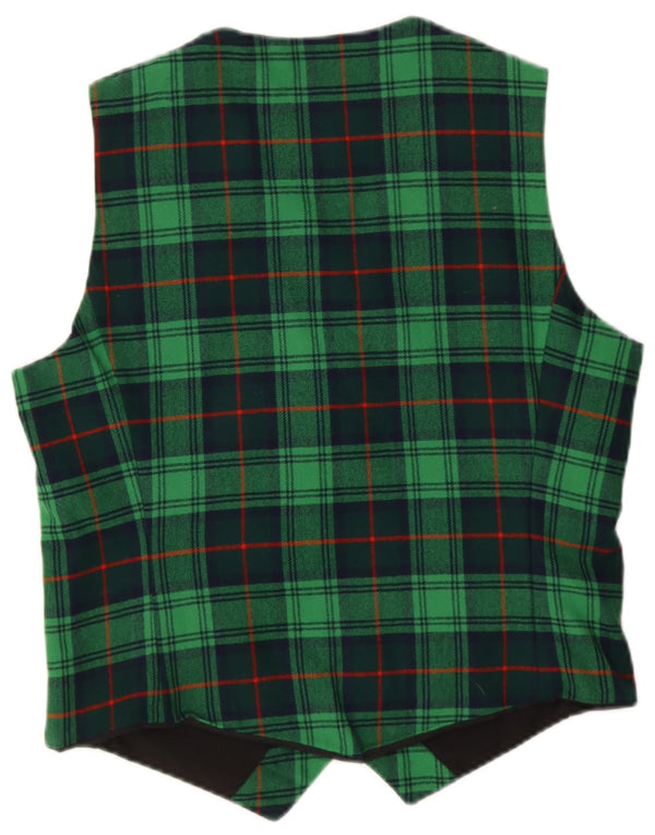 Vintage hombres chaleco Reino Unido 38 medio verde cuadros nueva lana