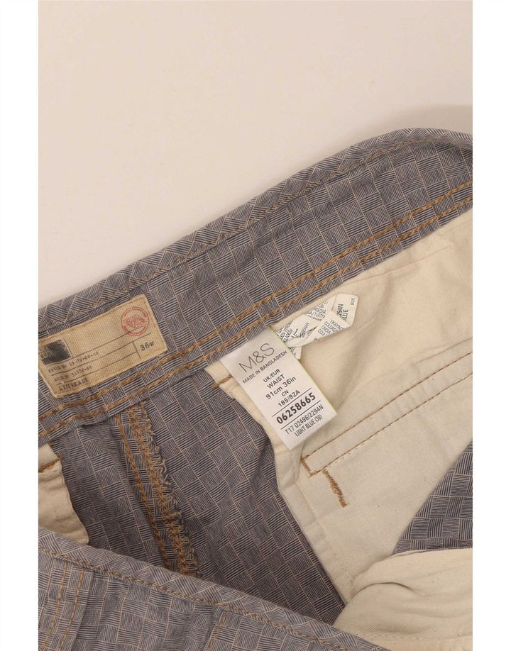 Marks & Spencer Pantalones cortos tipo cargo para hombre, talla grande, W36, algodón a cuadros azules