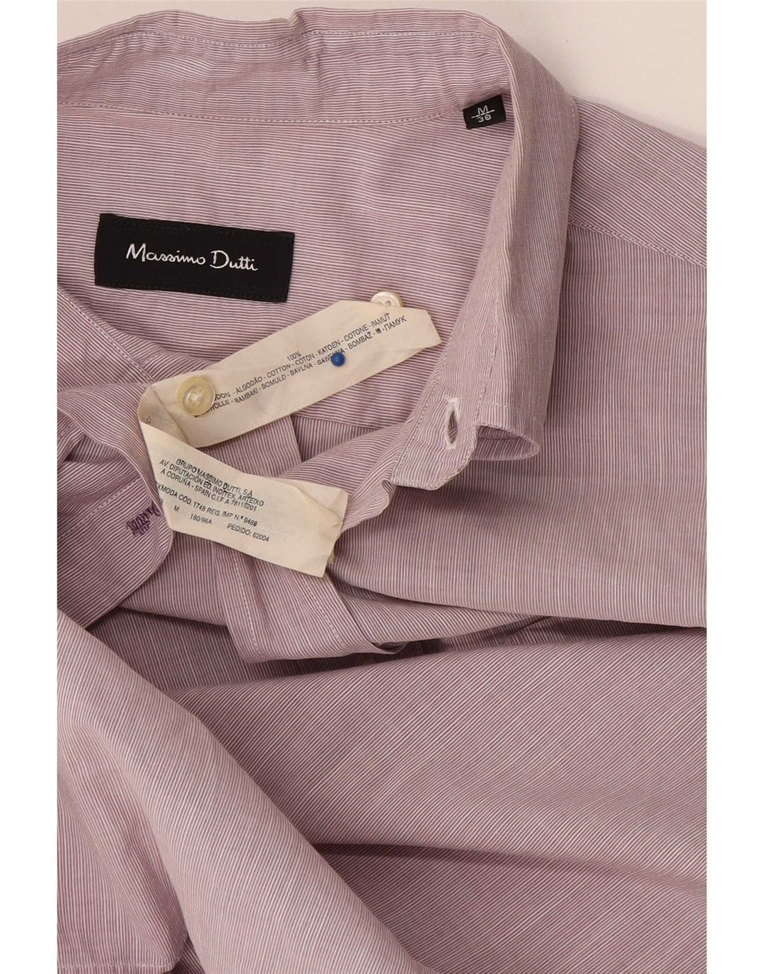 Camisa Massimo Dutti Hombre Manga Corta Algodón Rayas Rosa Medio