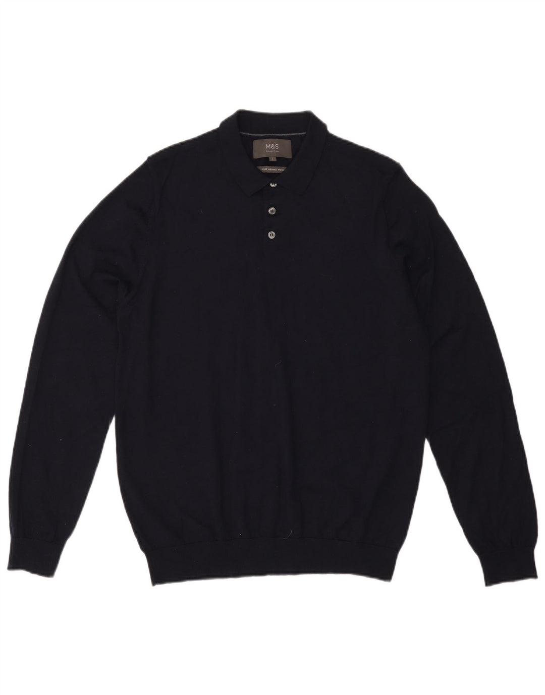 Marks & Spencer Jersey tipo polo para hombre de lana azul marino grande