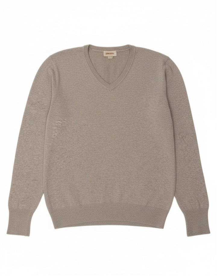 Diesel Jersey con Cuello en V para Mujer UK 44 Gris Medio
