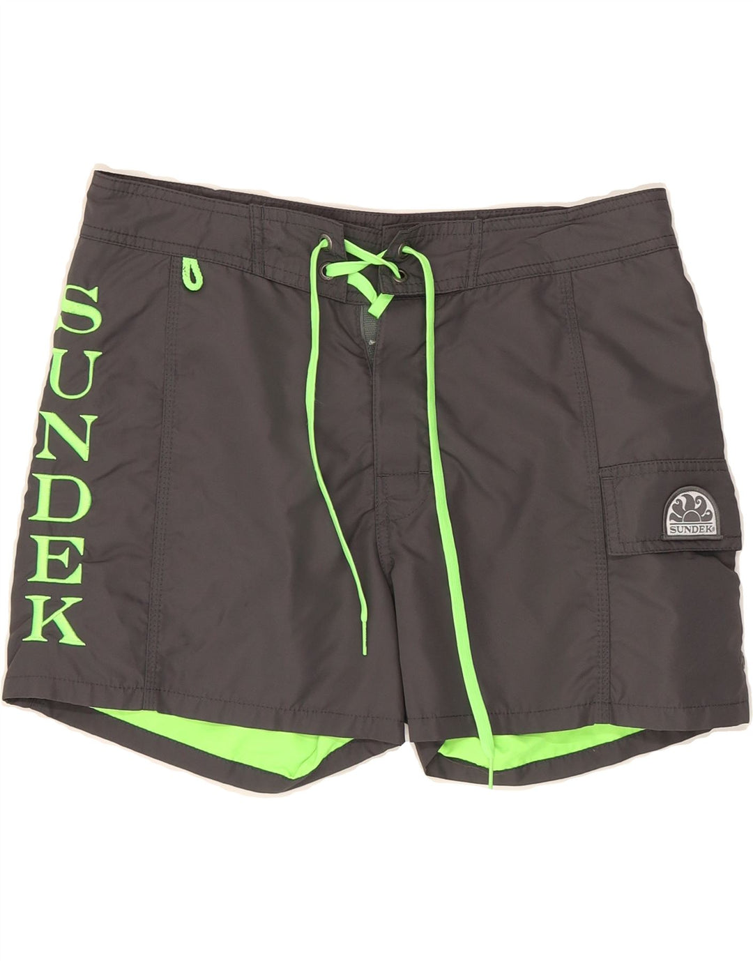 SUNDEK Mens Graphic Swimming Shorts Small  Grey Nylon Vintage Sundek and Second-Hand Sundek from Messina Hembry 