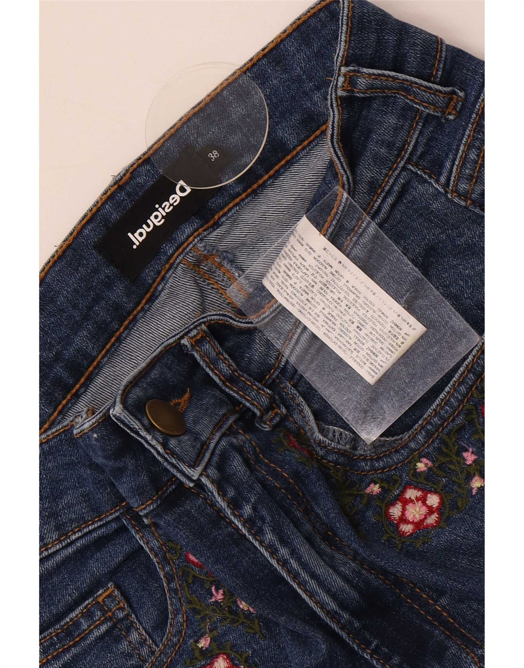 Desigual Jeans Bootcut para Mujer EU 38 Medium W28 L27 Algodón Floral Azul