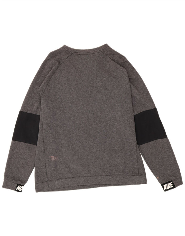 Nike Sudadera con gráfico tipo jersey para hombre, talla grande, gris, color block
