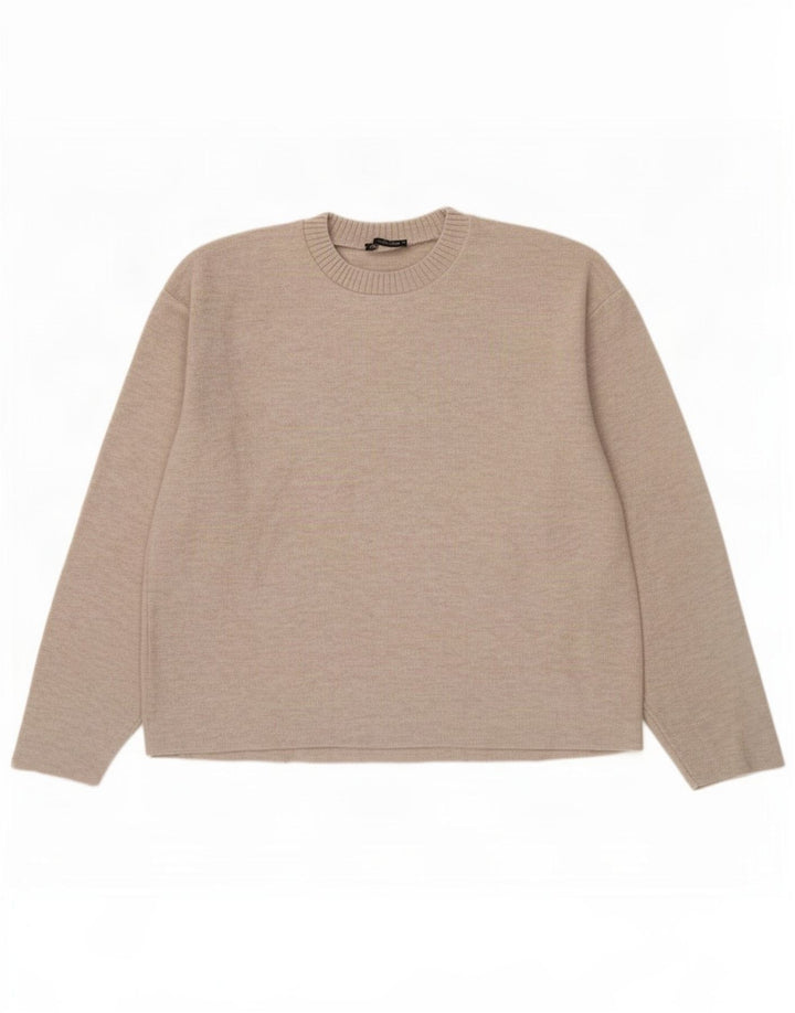 Zara Mujer Blusa Top UK 44 Medio Beige Poliéster