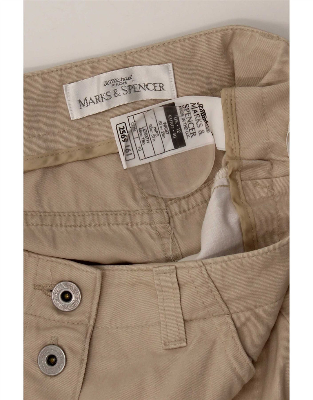 Marks & Spencer Minifalda para mujer UK 12 Medium W28 Algodón beige