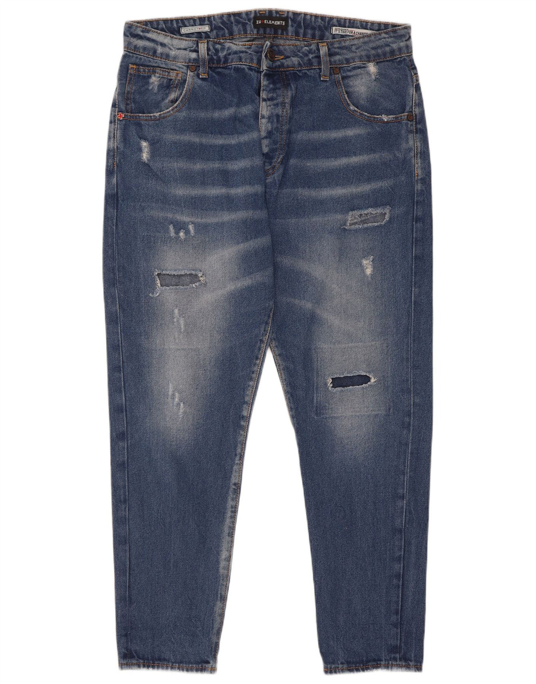 Zu Elements Jeans ajustados estilo zanahoria desgastados para hombre W32 L28 Algodón azul