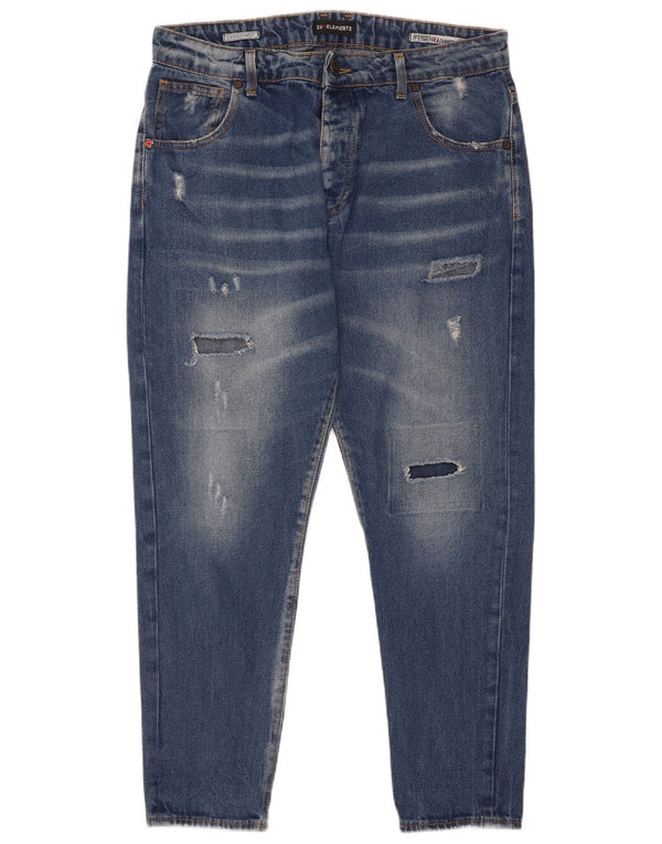 Zu Elements Jeans ajustados estilo zanahoria desgastados para hombre W32 L28 Algodón azul