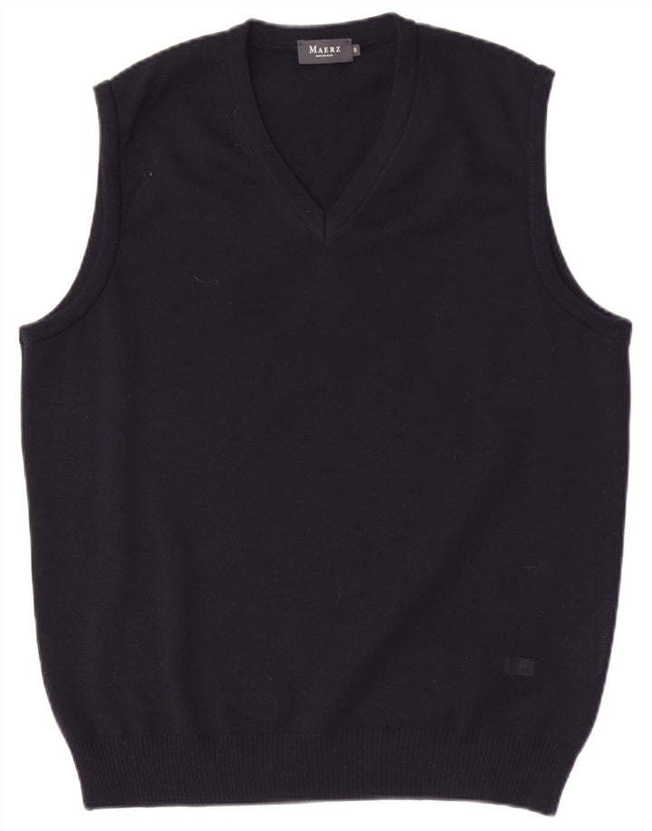 Maerz Muenchen Camiseta sin mangas para hombre IT 50 Medium Azul marino Lana