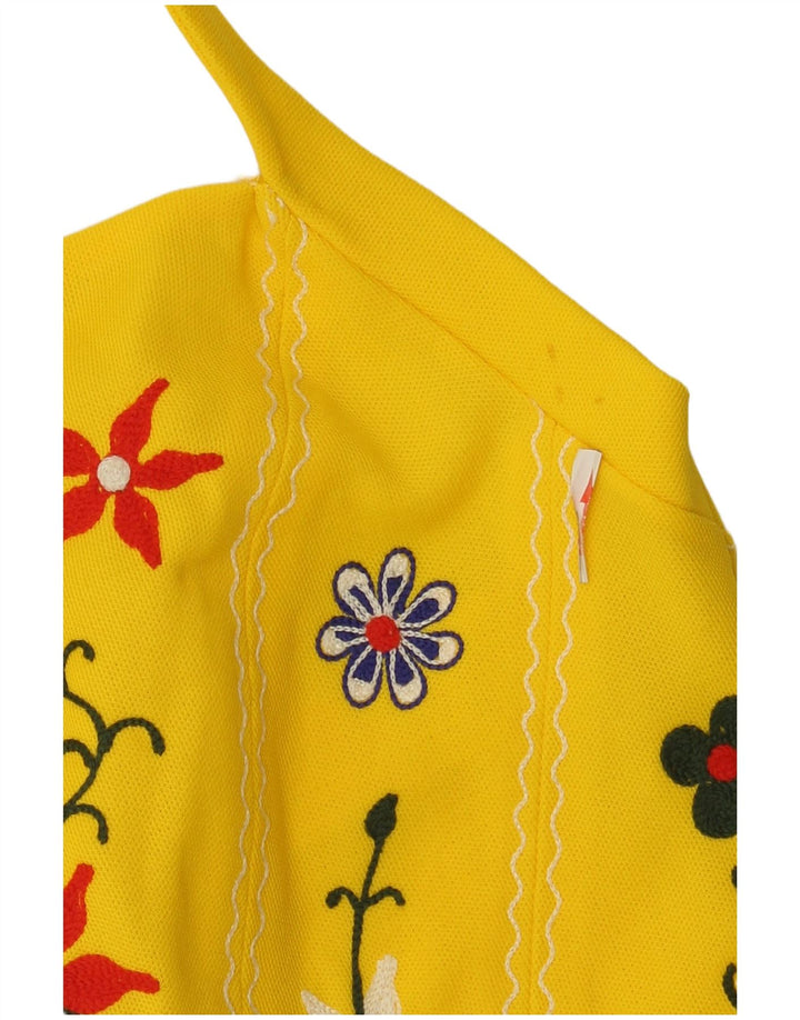 Vestido halter vintage para mujer IT 42 Floral amarillo medio