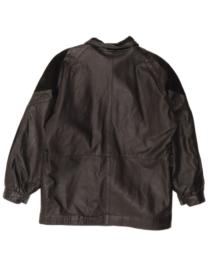 Chaqueta de cuero vintage para mujer EU 44 XL cuero negro