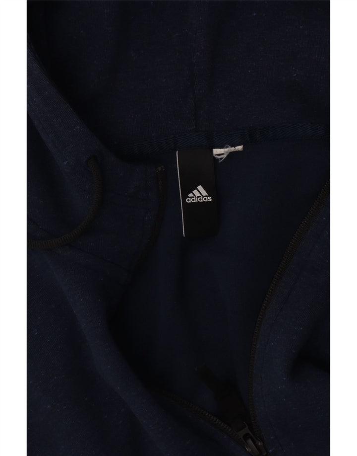 Adidas Hombre Zip Sudadera Con Capucha Suéter Medio Azul Marino Moteado