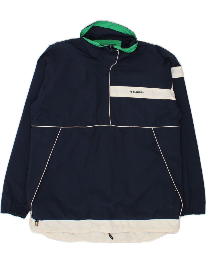 DIADORA Mens Loose Fit Pullover Tracksuit Top Jacket Small Navy Blue Vintage Diadora and Second-Hand Diadora from Messina Hembry 